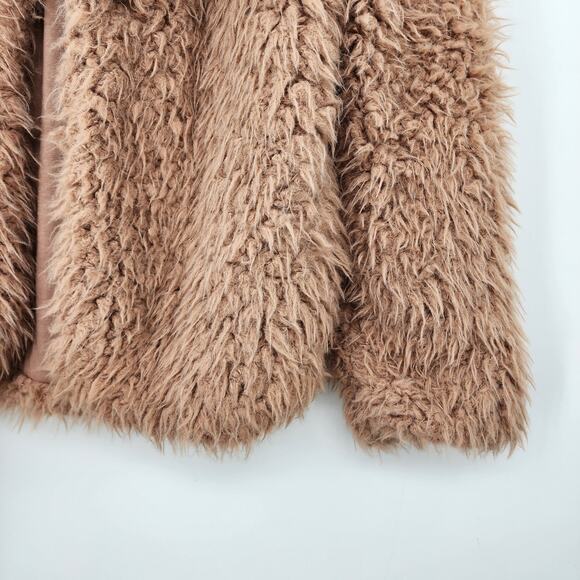 New NWT Forever 21 Faux Fur Coat‎ Tan Brown Size Small Oversized - Picture 4 of 8
